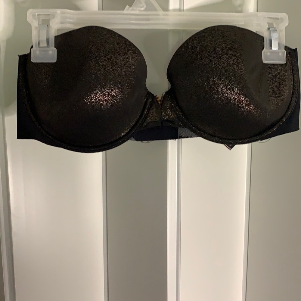 36C Victoria’s Secret Black and Gold Strapless Bra